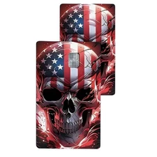 SKULL SKELETON USA FLAG Credit Debit Bank Card Skin Cover Sticker Set 2PCS
