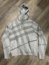 Burberry Brit Nova Check Knit Hooded Sweatshirt- Gray, Men  s Size Small