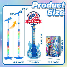 Set de guitarra y micr fono, guitarra de juguete con volumen ajustable y correa