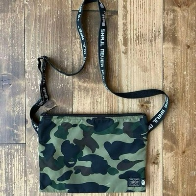 A Bathing Ape BAPE x PORTER Shoulder Bag Sacoche Camo Green Nylon Used