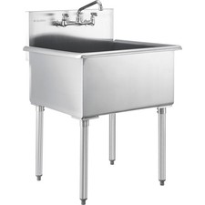 Global Industrial Stainless Steel Utility Sink w/Faucet 24" x 24" x 14" Deep