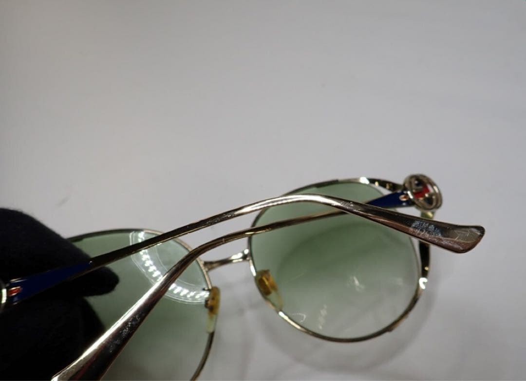 GUCCI Sunglasses GG0225S 003 Green Gold Round Oversized Metal Men Women Auth thumbnail 5