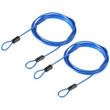 Pack of 2 Security Steel Cable Lock, 6.6feet 2.5mm Vinyl Coated Double Loop Blue
