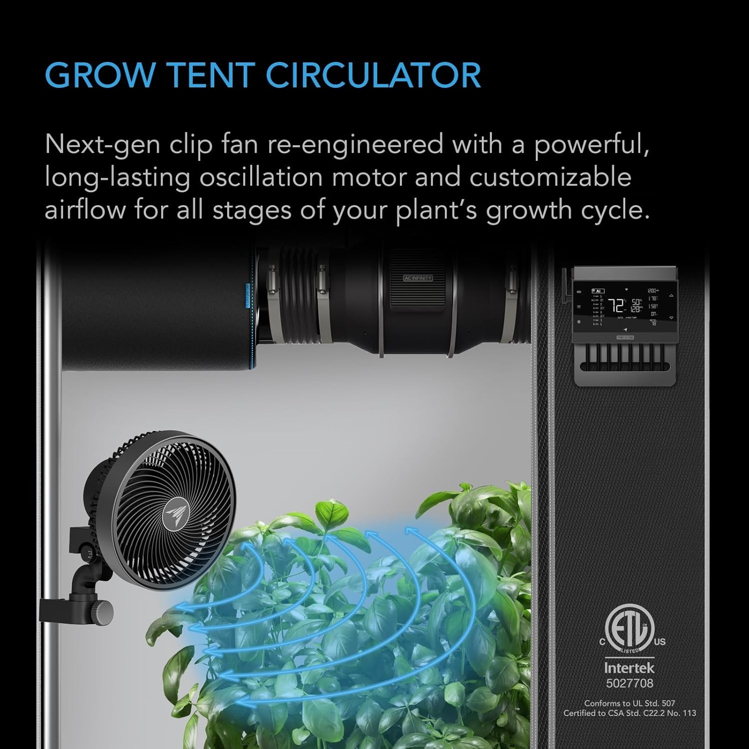 CLOUDRAY S6, Grow Tent Clip Fan 6” with Redesigned Long-Life EC Motor, Custom 10