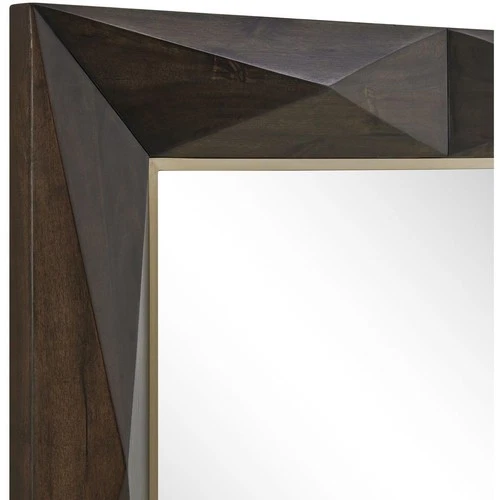 Uttermost 08285 Diamond In The Rough Wall Mirror Dark Walnut Stain and Brass - Picture 3 of 6