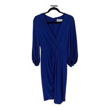 Eliza J Dress wrap look long sleeve blue size 6