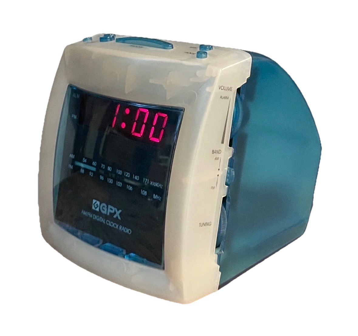 Vintage Y2K GPX D530cT Digital Clock Radio Translucent Blue Alarm Clock AM/FM