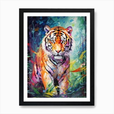 Tiger Kunst im Postimpressionismus Stil gerahmtes Wandbild Poster Leinwanddruck Bild