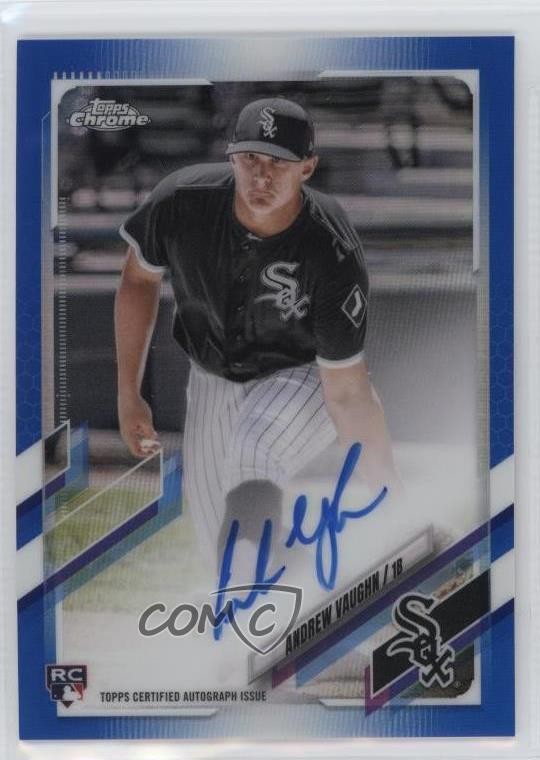 2021 Topps Chrome Rookie Blue Wave Refractor 104/150 Andrew Vaughn Auto RC 11c4