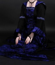 Fantasy Mittelalterkleid mit Kapuze Gugel Kleid Mittelalter Kostümfundus Samt