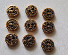 LOT of 9 Vintage Brass Heraldic Knight Shield 11mm Round Buttons Exellent EUC — photo 1