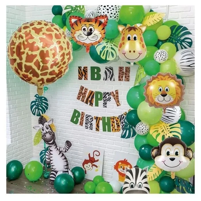 Décoration Anniversaire 1 an Garçon Guirlande Ballon Jungle Ballon Vert - Photo 3/3