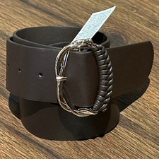 Zara Belt Brown Faux Leather Gold Tone Buckle NEW