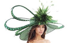 Dark Green Forest Emerald Wide Brim Kentucky Derby Ascot Extra Large Hat