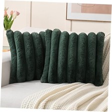 Faux Fur Throw Pillow Covers 18x18 Inch Set 18" x 18" Pack of 2 Dark Green