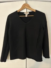 Talbots Sweater Womens Size Medium Black Pure Cashmere Knit Ladies