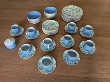Vintage Mikasa Blue Clover Country fashions Dishes Service For 8 + Extras 49 Pcs