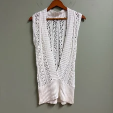 VTG Wet Seal Womens Y2K Open Knit Top Size L Deep V Cottagecore Festival Boho