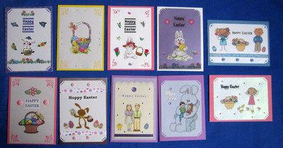 Lot-10 Assorted 5x7'' Easter Bunny Handmade Greeting Cards Message w/Envelopes
