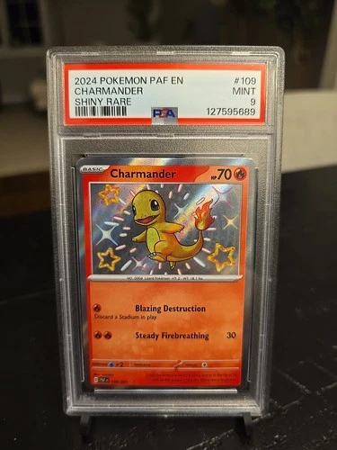 2024 POKEMON PAF EN-PALDEAN FATES SHINY RARE #109 CHARMANDER PSA 9
