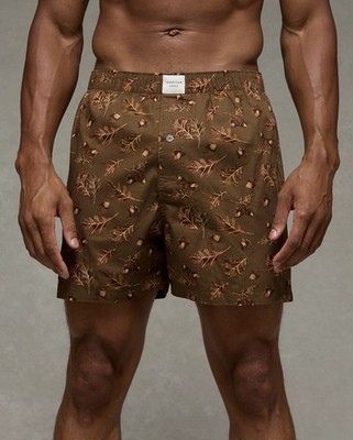 NWT SOLD-OUT AEO Men's Leaves and Acorns Stretch Boxer Short XL