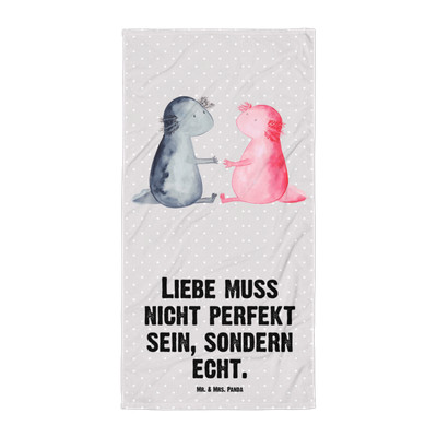 XL Badehandtuch Axolotl Liebe - Geschenk Saunatuch Valentinstag Lurche Lurch
