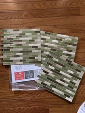 SMART TILES (Muretto Eco Green) 10.20" x 9.10" ( 3 sheets) Peel/Stick Backsplash