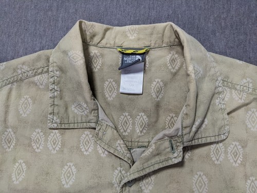 The North Face A5 Series Button Up Shirt Short Sleeve Large Tan Pattern Cotton - Picture 8 of 11