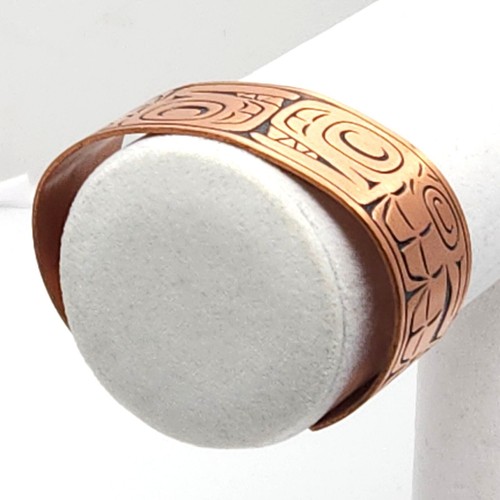 Brazalete unisex vintage WM Wheeler de cobre macizo nativo del suroeste azteca - Imagen 7 de 12