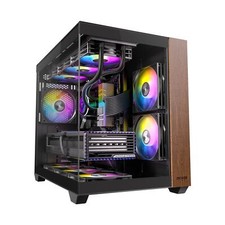 Genuine Walnut Wood PC Case, Pre-Installed 4 x 120mm ARGB  PWM Fans, Type-C ...