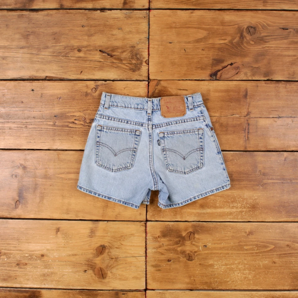 Vintage Levi's Denim Shorts 26 Levis Hemmed USA Made 90s Jorts Light Wash Blue - Image 2 of 4