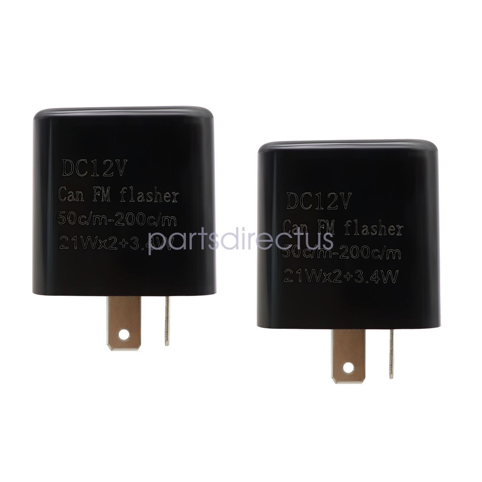 2-Pack Adjustable LED Flasher Relay For Motorcycle Turn Signals - 2-Pin, 12V, Adjustable Flash Rate