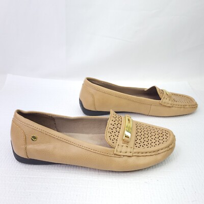 Life Stride Viva Memory Foam Loafer Flex Beige Faux Leather Slip