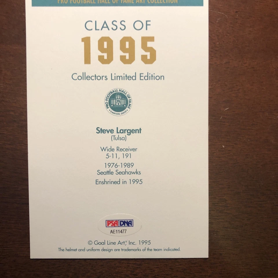 STEVE LARGENT Signed Goal Line Art Card Seattle Seahawks PSA/DNA AE11477 - Image 3 of 4