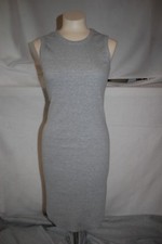 Jr Womens HEATHER GRAY BODY HUGGING DRESS Ribbed Knit SLEEVLSS Above Knee SIZE S