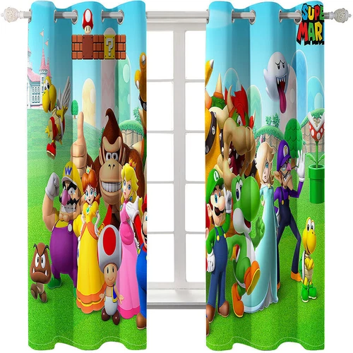Super Mario 3D Pair Thick Blackout Window Curtains Thermal Ring Top Eyelet Gifts - Picture 43 of 61