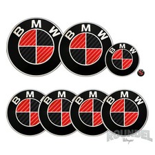 For BMW Badge Gloss Carbon Fibre Black & Red All Models Decals Stickers Fiber