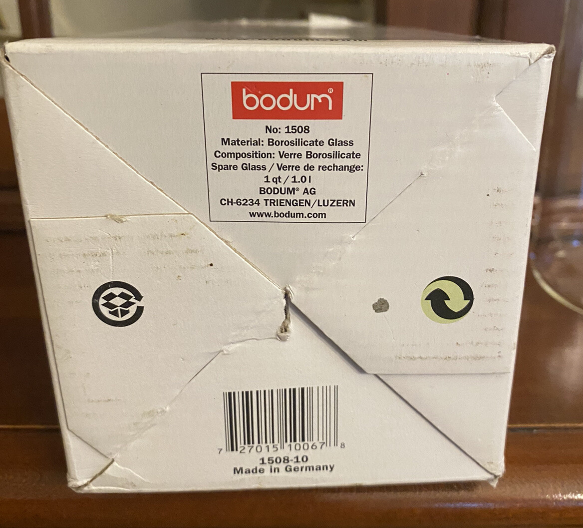 Bodum French Press Spare Glass Replacement Beaker 1 Quart 1 Litre Model 1508