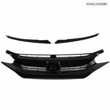 Fit For 16-18 Honda Civic 10th Glossy Black Front Hood Grille Mesh Factory Style