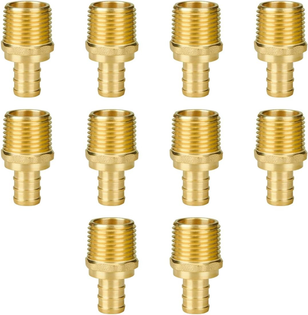Pex Fittings 1/2 Inch, 10-Pack 1/2" Pex Male Adapter, 1/2" NPT to 1/2" PEX, No L