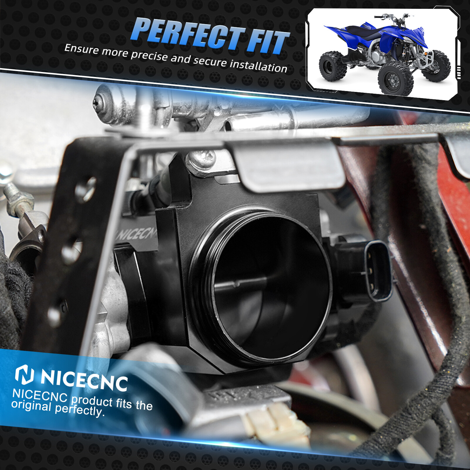 For YAMAHA RAPTOR 700 YFM700 Throttle Body Kit #1S3-13750-11-00 2008-2023 Black