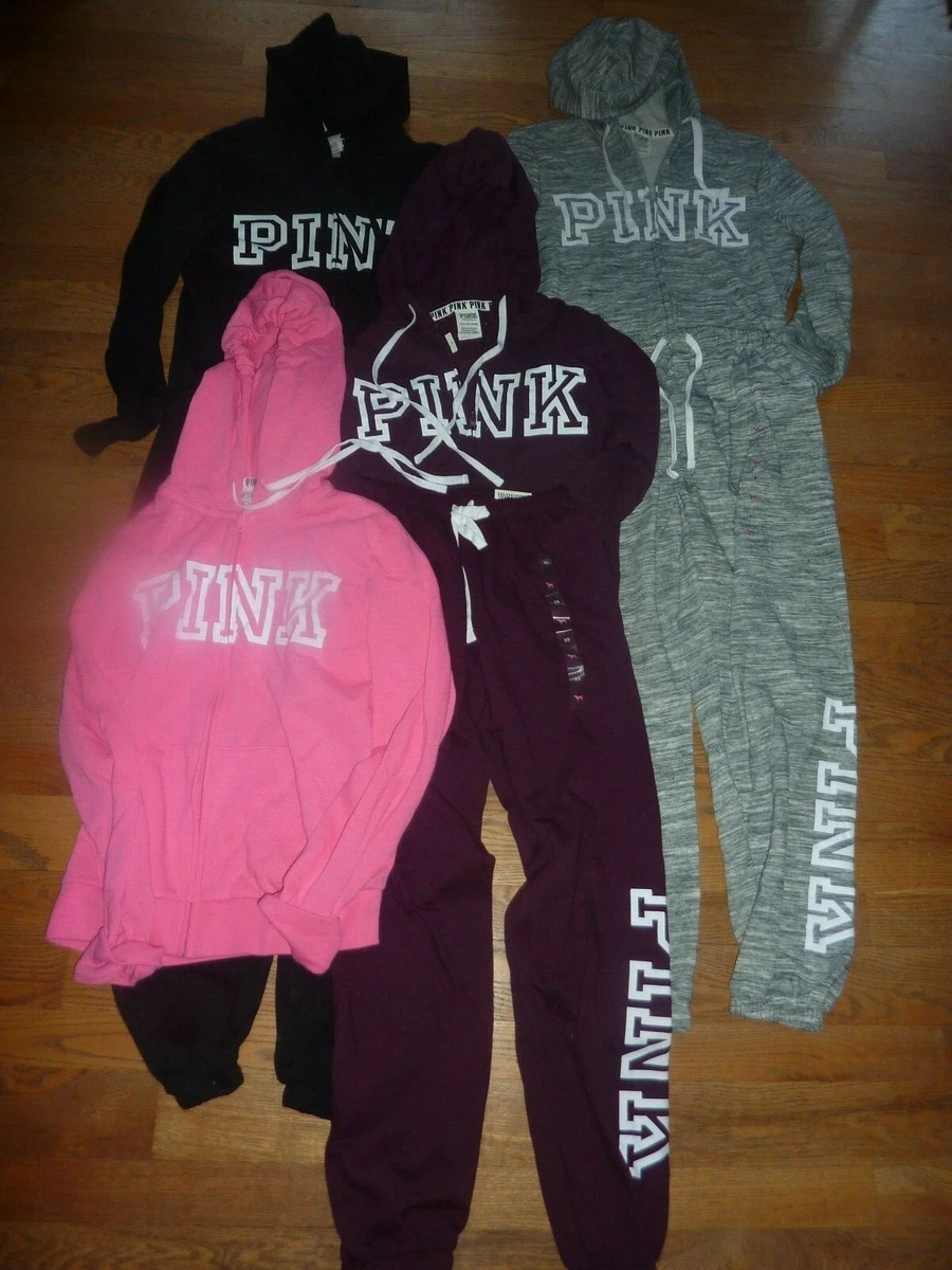 VICTORIAS SECRET PINK PINK SOLD OUT APPLIQUE JACKET PANT SET OR