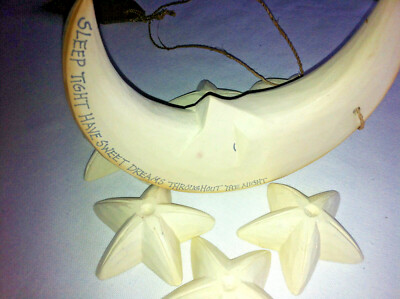 Shabby & Chic Wandbehang Handarbeit - Schlaf fest.. Mond & 6 Sterne