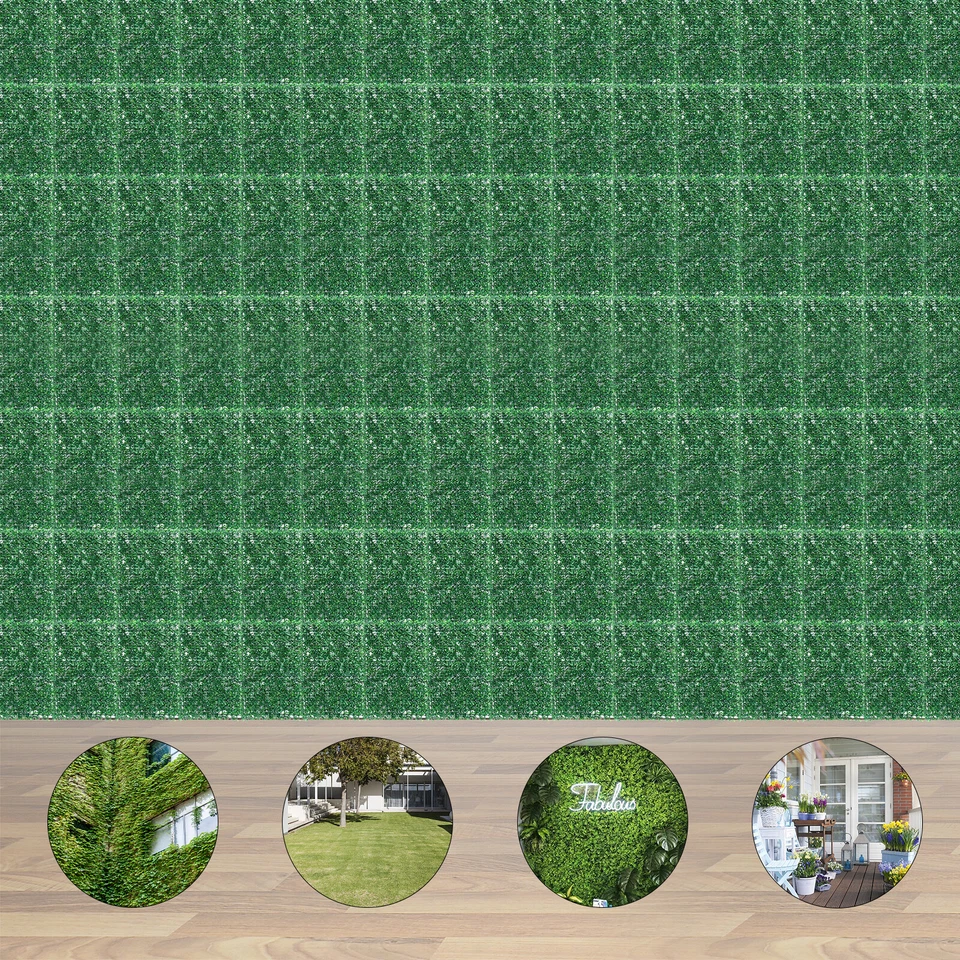 12pcs Artificial Boxwood Hedge Mat UV Grass Fake Fence Wall Decor 24x16" 40*60cm - Image 2 of 4