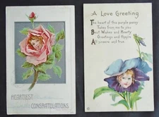 2   Fantasy Flower Girls  (head in flower embossed)  1424 series  1910 PM  3468