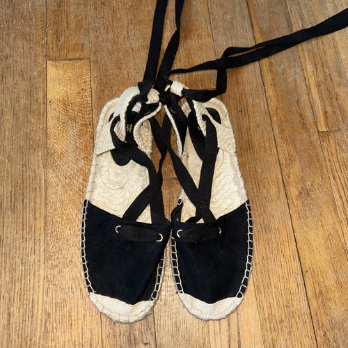 H&M Espadrille Closed Toe Sandals Size 38 US7 Lace Up Ballet Core - Picture 3 of 6