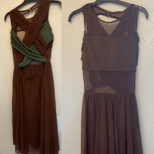 Weissman Balera Dance Costume custom brown Mesh Wrap Midi Dress D11003 Adult MA