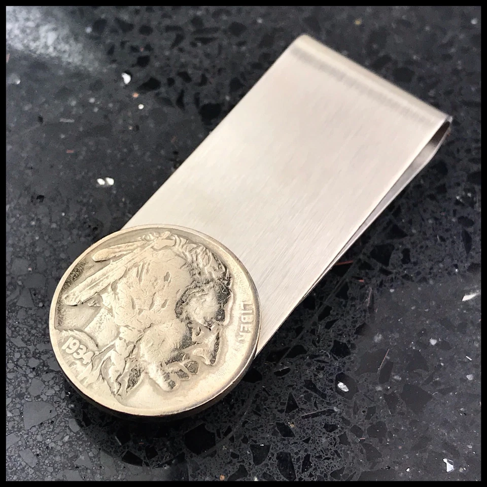 Nueva moneda vintage de níquel cabeza india clip dinero tarjeta de crédito 🇺🇸 EE. UU. 5 centavos M29 Foto 3 de 4