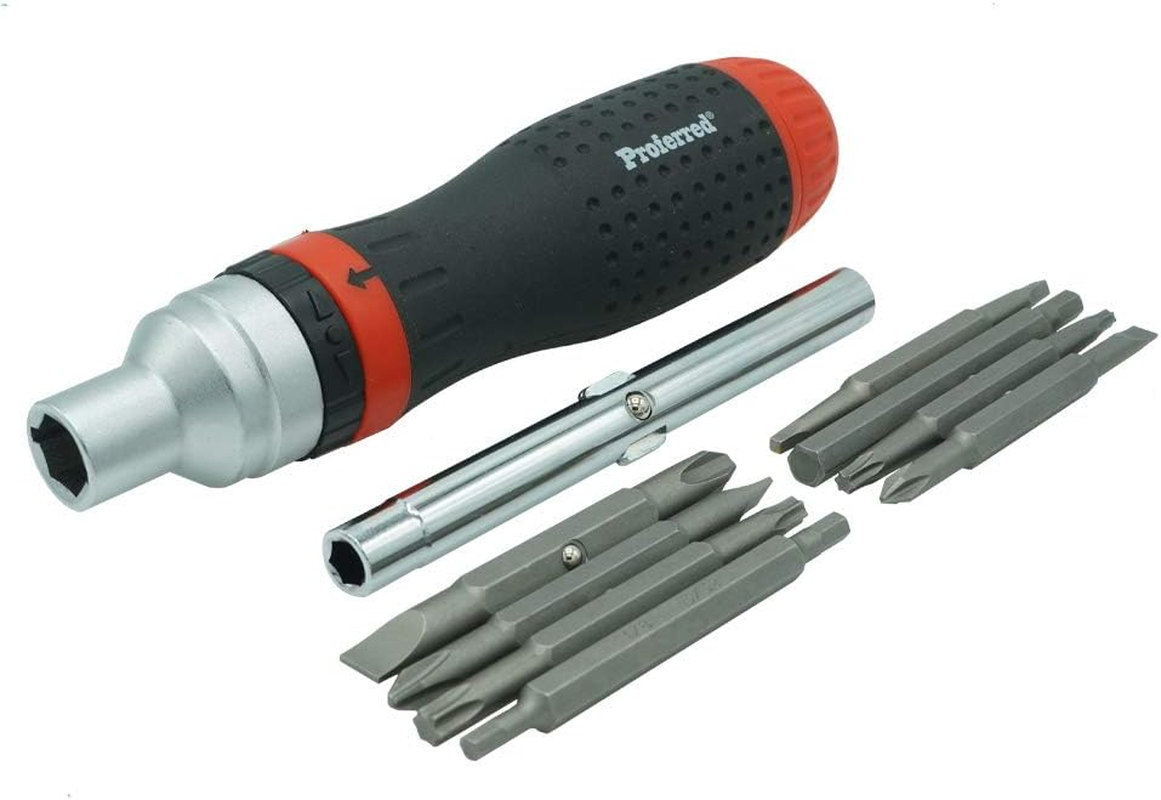 19-Piece Ratcheting Screwdriver Set with Interchangeable Bits
