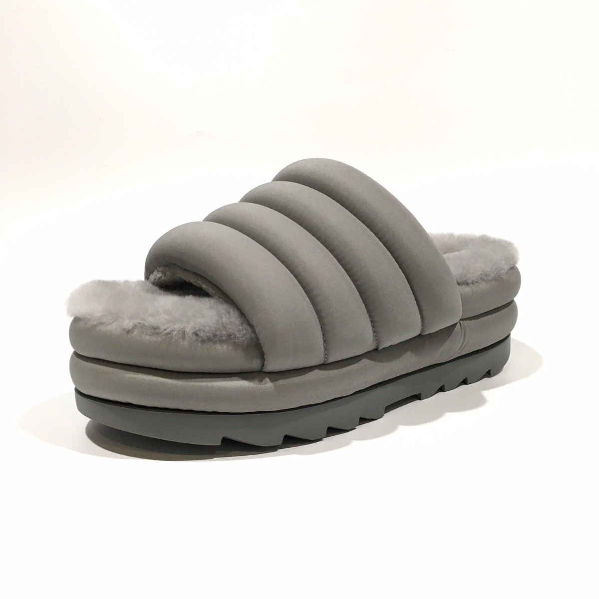 UGG Maxi Slide Platform Puffer Sandals -Cobble Grey -Women’s US -NEW